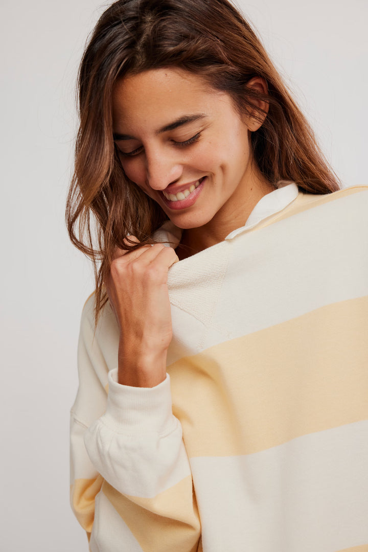 We The Free Classic Striped Oversized Crewneck / Apricot