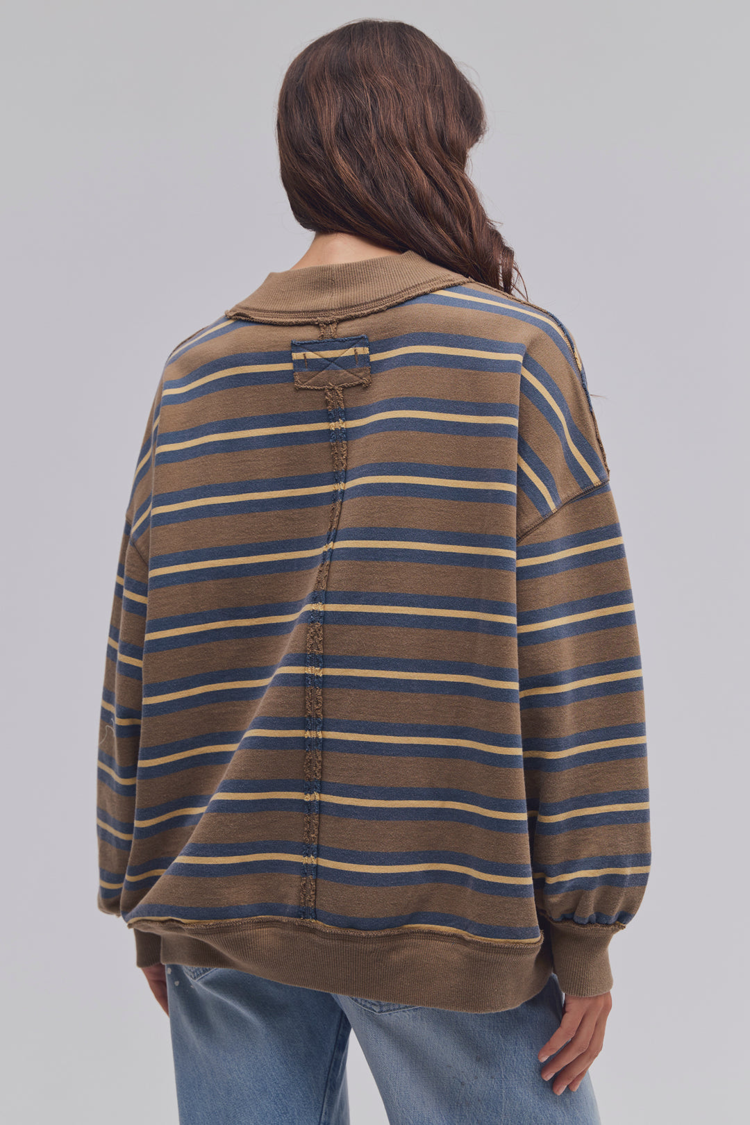 Free People Palm Springs Striped Pullover / Army Combo