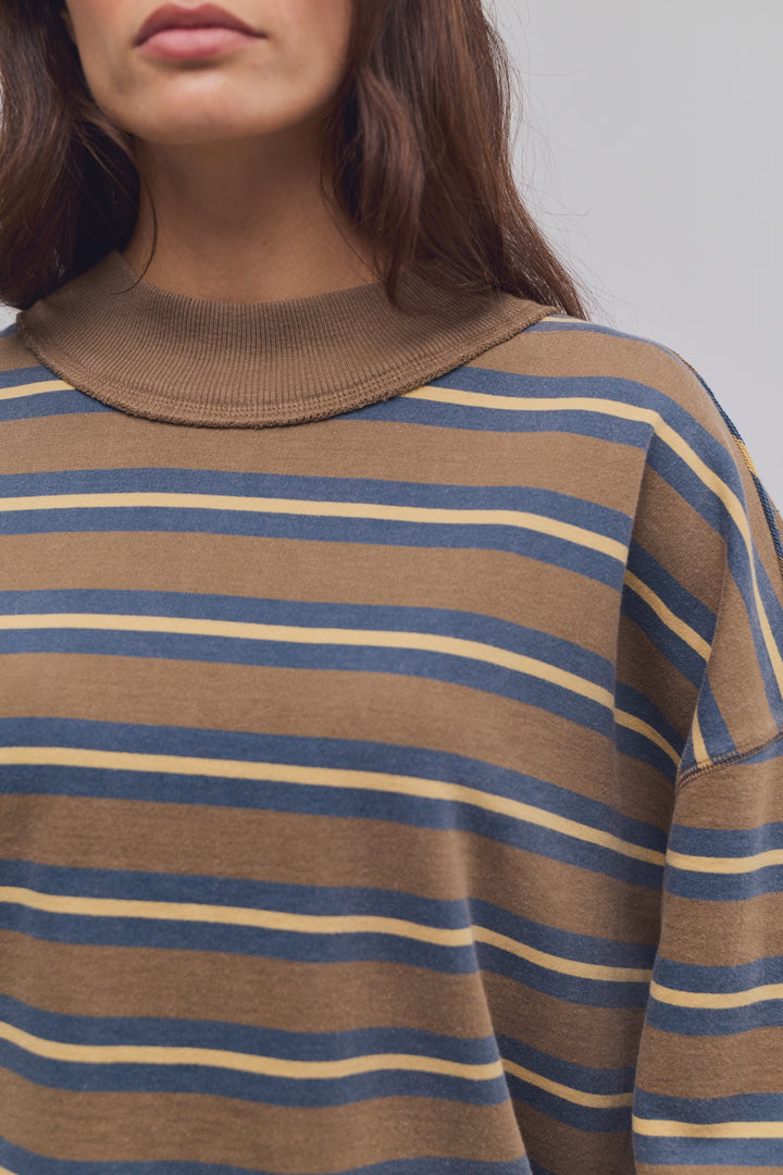 Free People Palm Springs Striped Pullover / Army Combo