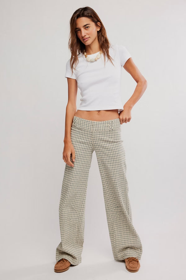 Free People Time Flies Low-Rise Clean Trousers / Neutral Combo