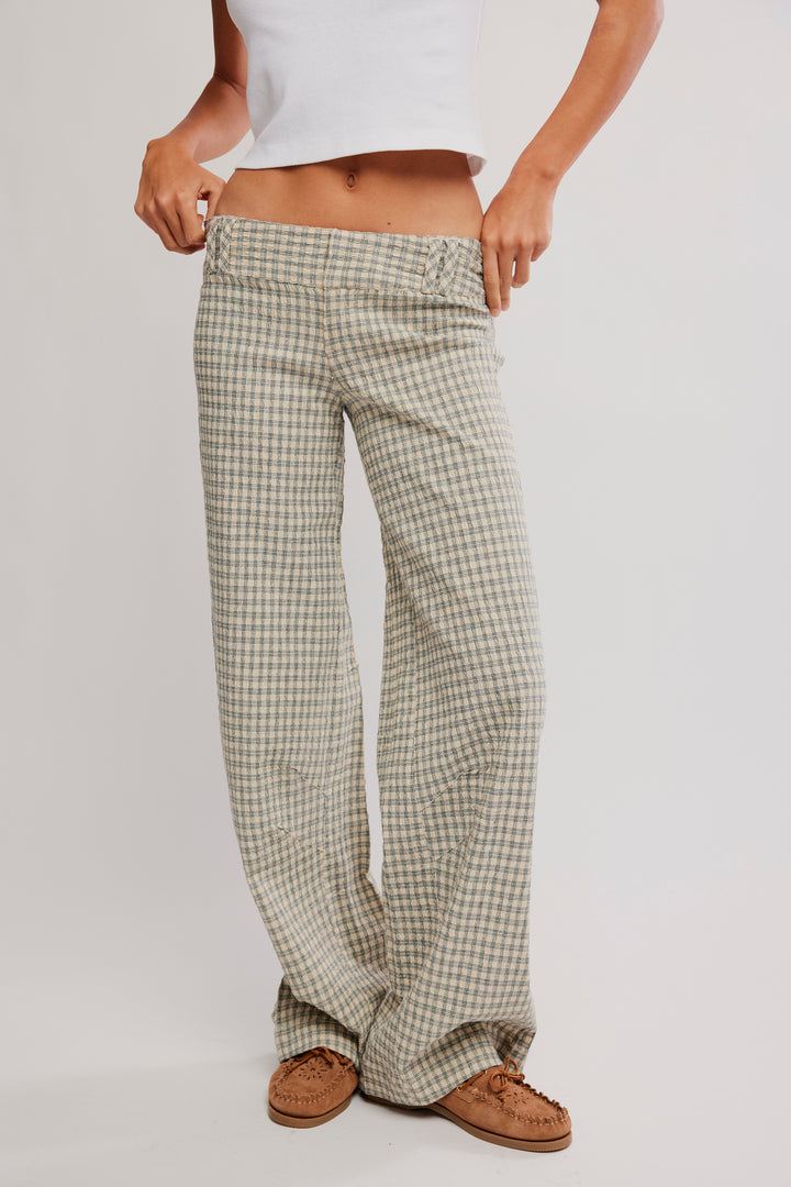 Free People Time Flies Low-Rise Clean Trousers / Neutral Combo