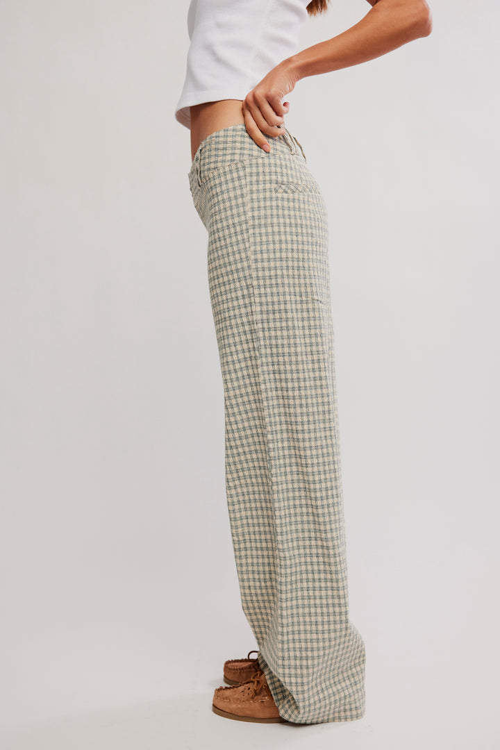 Free People Time Flies Low-Rise Clean Trousers / Neutral Combo