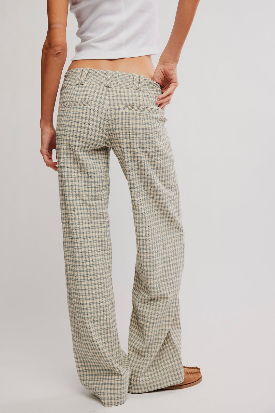 Free People Time Flies Low-Rise Clean Trousers / Neutral Combo