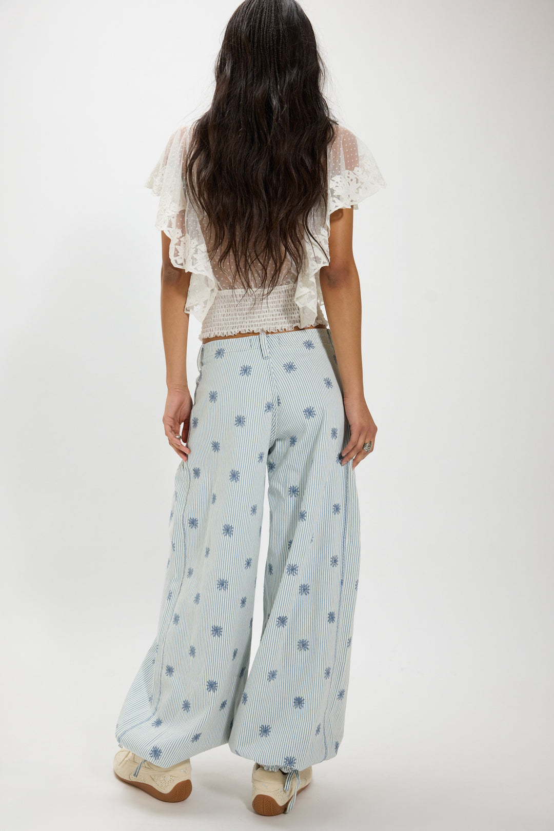 We The Free Lotus Embroidered Railroad Balloon Jeans