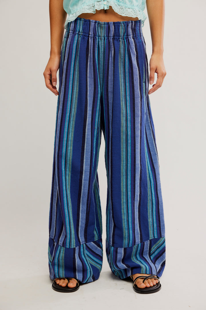 FP Day's End Linen Striped Pull-On Pants / Navy