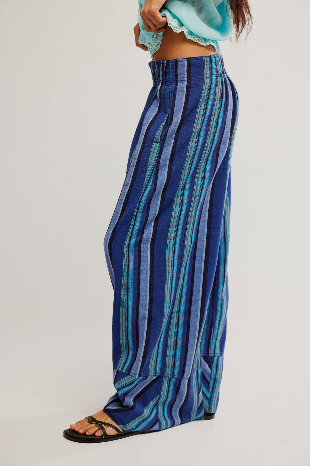 FP Day's End Linen Striped Pull-On Pants / Navy