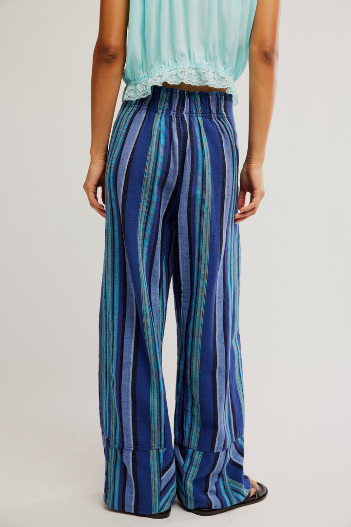 FP Day's End Linen Striped Pull-On Pants / Navy