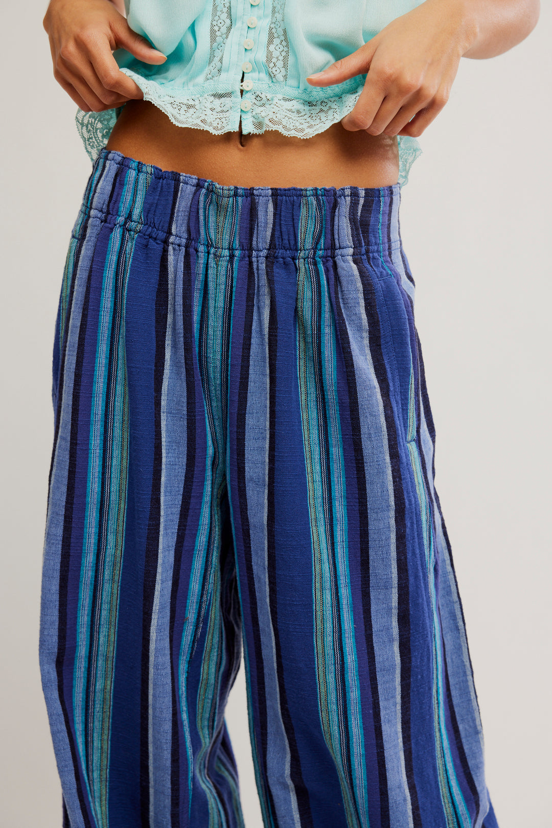FP Day's End Linen Striped Pull-On Pants / Navy