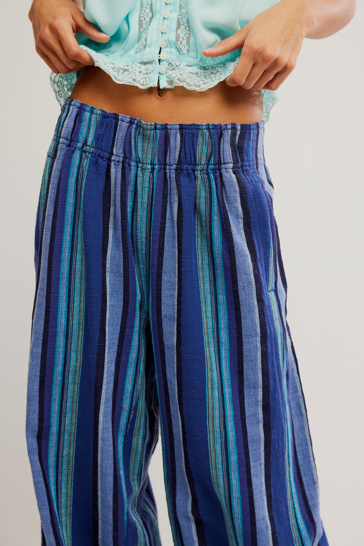 FP Day's End Linen Striped Pull-On Pants / Navy