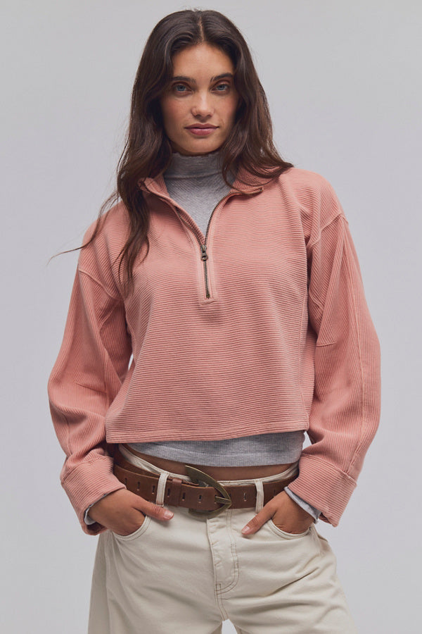 We The Free Celeste Quarter Zip / Coral Pink