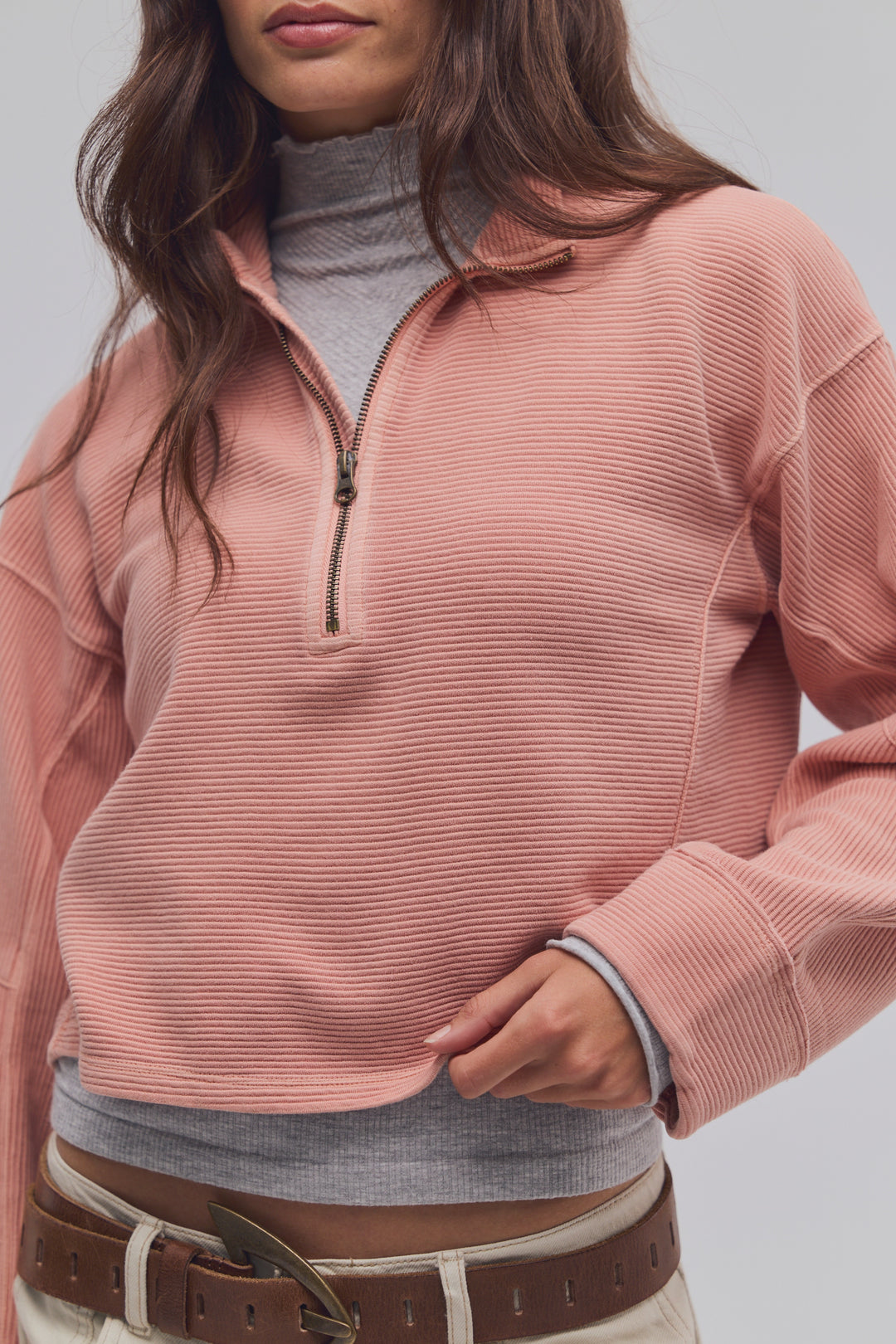 We The Free Celeste Quarter Zip / Coral Pink