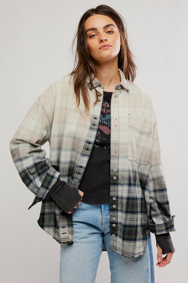 We The Free Lexi Plaid Button Down / Forest Green