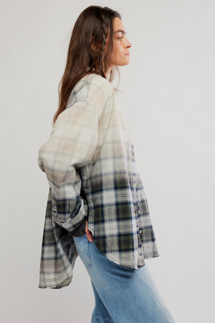 We The Free Lexi Plaid Button Down / Forest Green