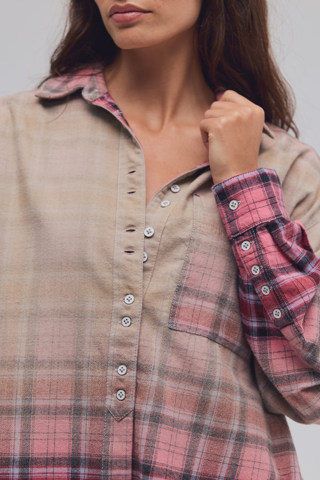 We The Free Lexi Plaid Button Down / Rose Red