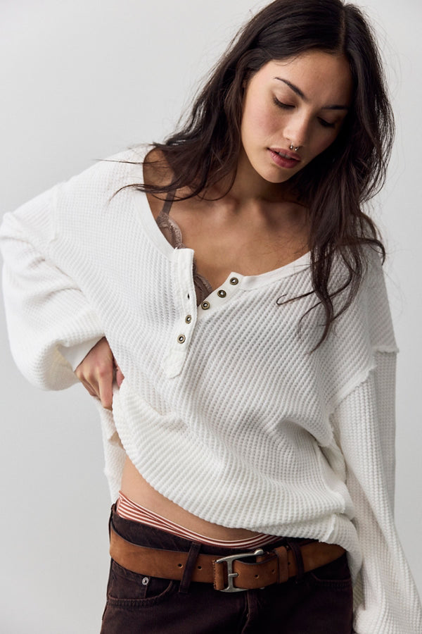 We The Free Montreal Oversized Thermal Henley / Ivory Clean