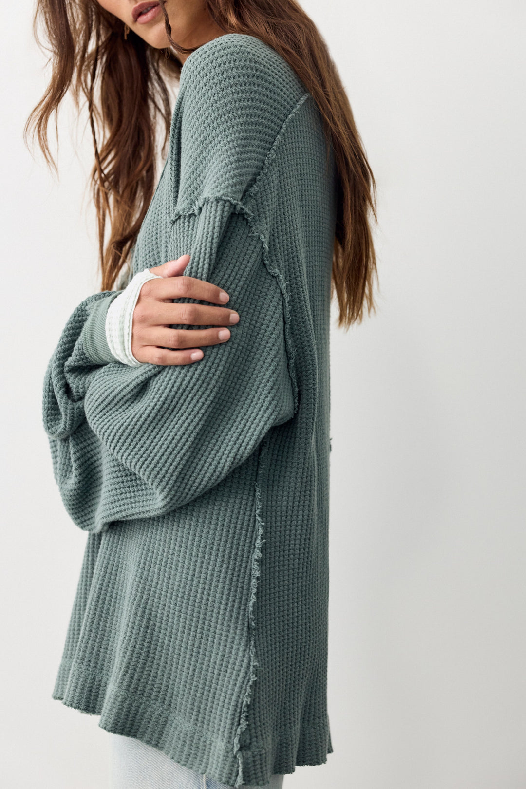 We The Free Montreal Oversized Thermal Henley / Watercolor