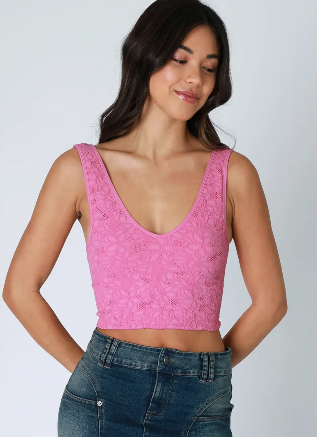 Lace V Neck Tank Top