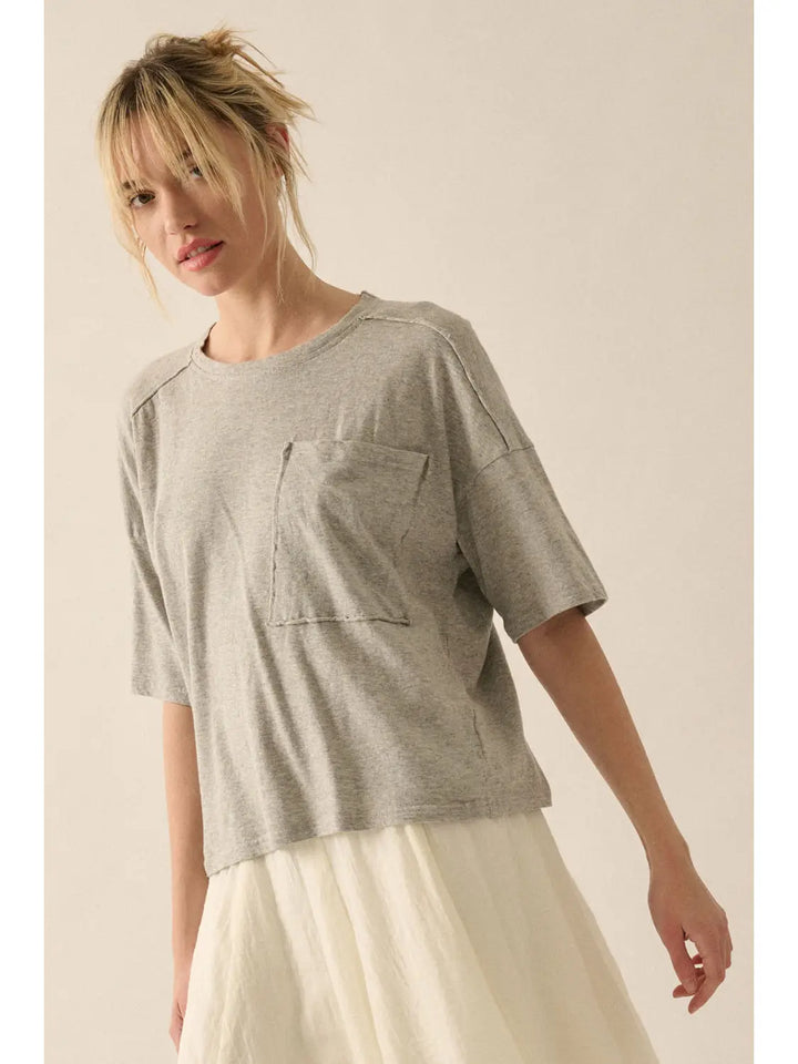 Easy Breezy Mineral-Wash Top / Heather Grey