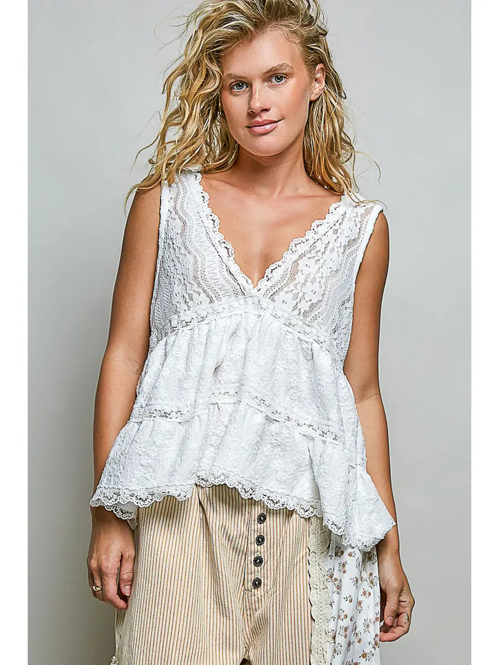 Stella Lace Tank / Ivory