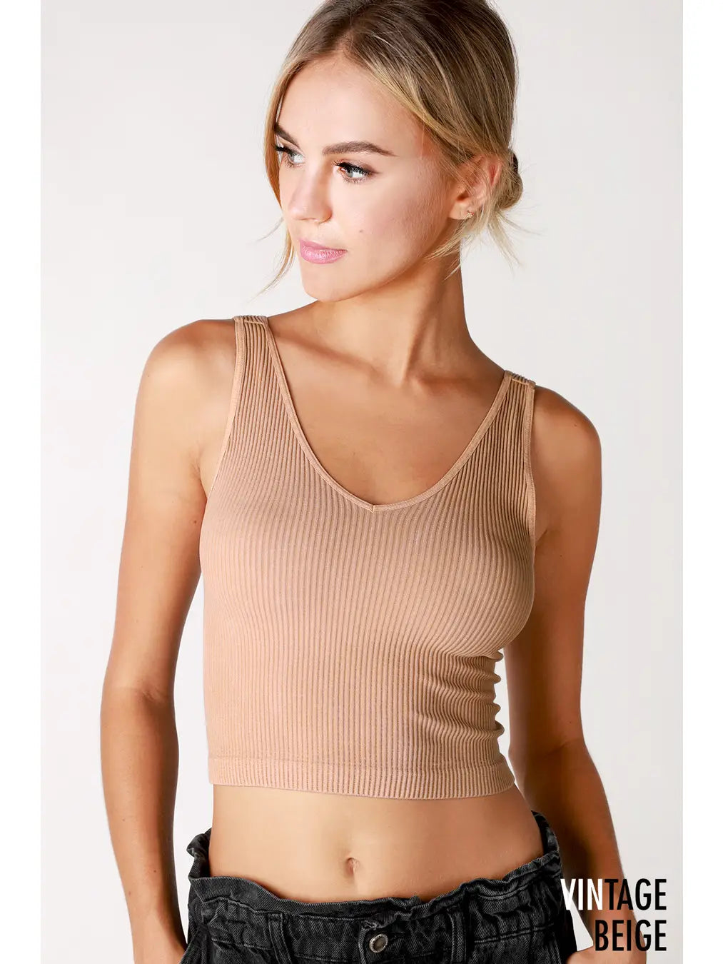 Vintage V-Neck Crop Top
