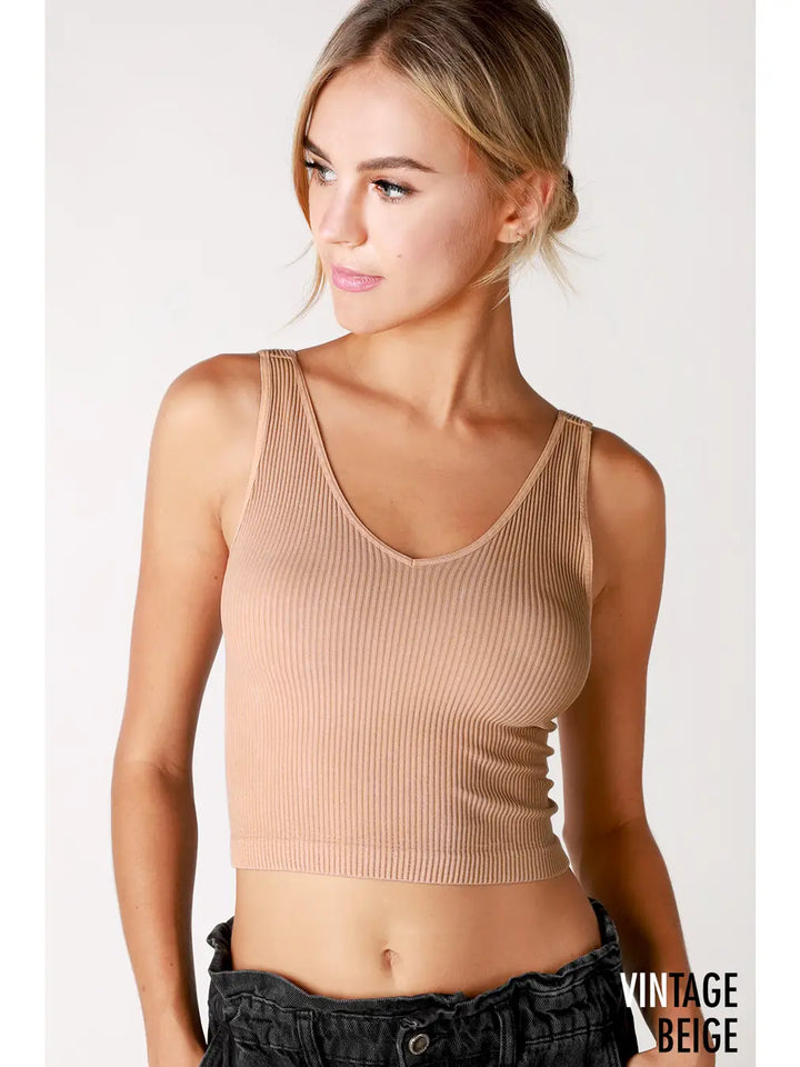 Vintage V-Neck Crop Top