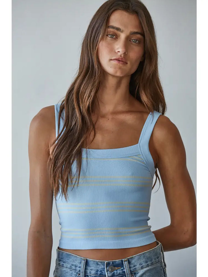 Seamless Stripe Tank / Powder Blue