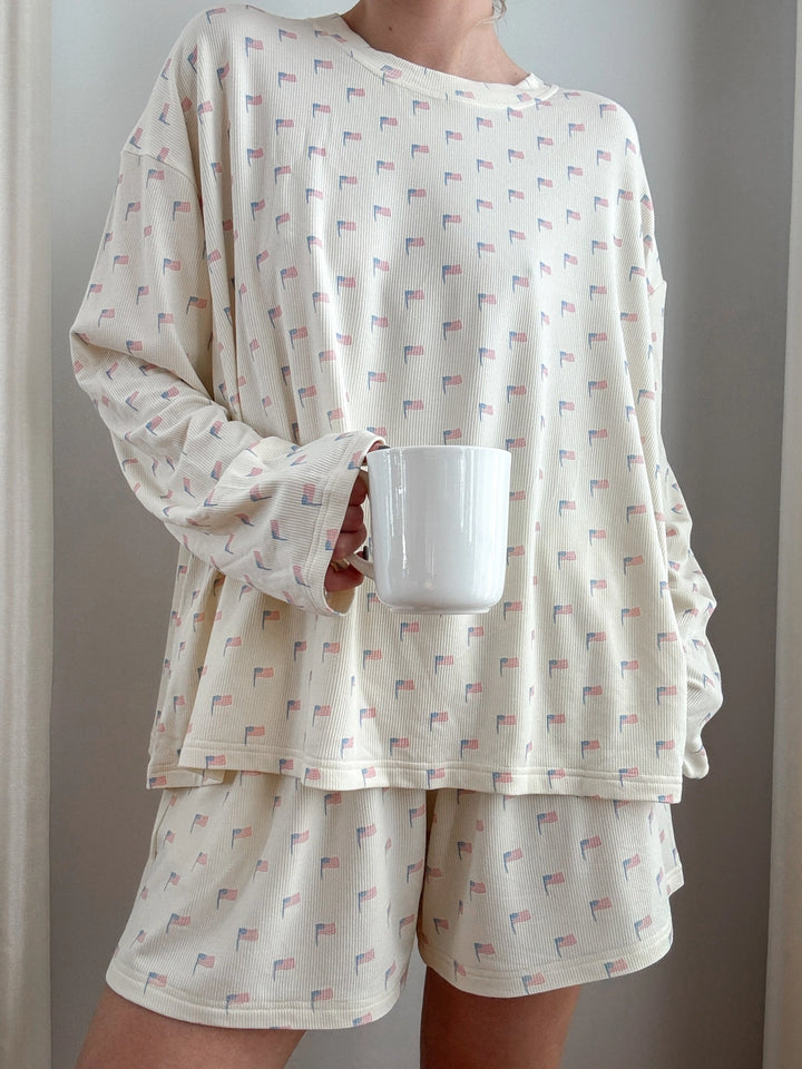 American Flag PJ Top