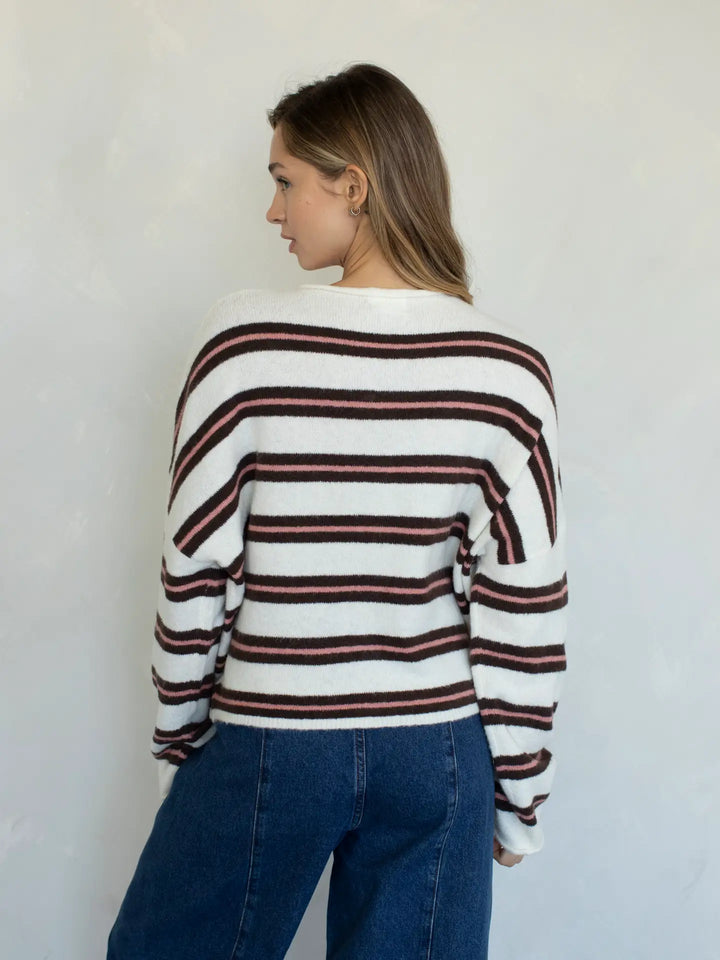 Varsity Piper Cardigan / Ivory